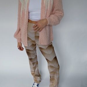 Saks Potts Beige and Cream Straight Leg Pants